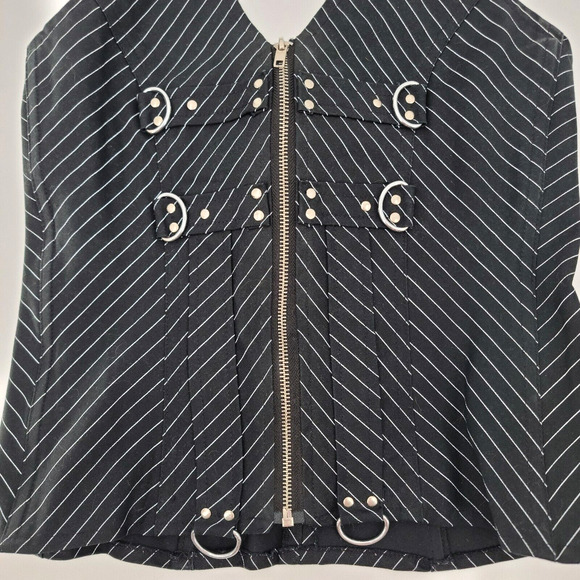Dead Threads Women's Medium Goth Punk Grunge Halter Vest Corset Stripes Y2K - Picture 5 of 15